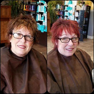 Before & after. Color and cut. Hair by Lori