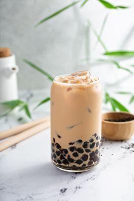 black milk tea with boba