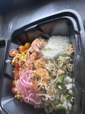 Shrimp Cojita Bowl with Pickled Onions