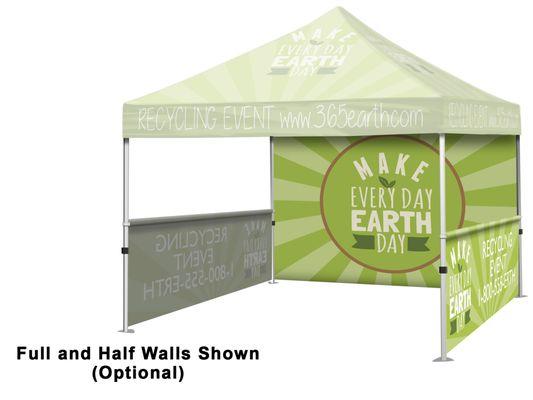 Stand out in the crowd with this quality tent with side and back wall.  Easy set and take down.