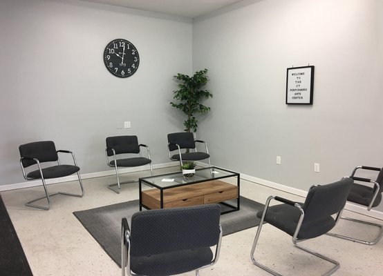 Seating area for parents and waiting students.