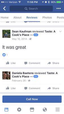 Facebook reviews