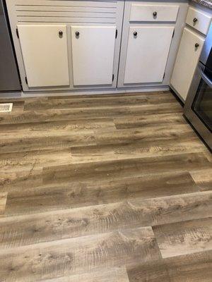 New vinyl flooring in the kitchen.