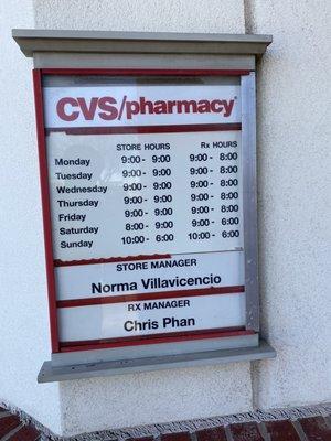 CVS hours, store and Rx manager