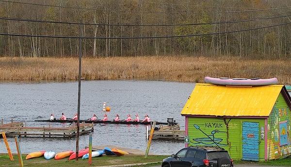 View of the Head of the Fish regatta on Fish Creek.