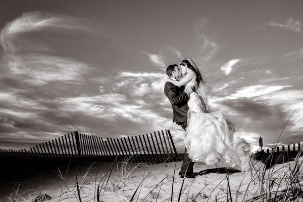 white light bride & groom