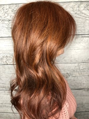 Now look, if you like red - we can make it RED! This was a root retouch with a refresher on the ends and we were all swooning after!