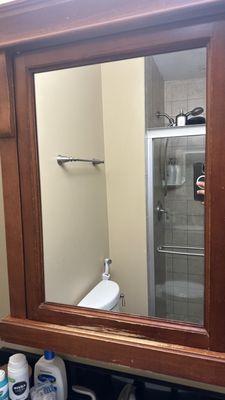 Crystal clear bathroom mirror at a residential home in Columbia, Maryland.