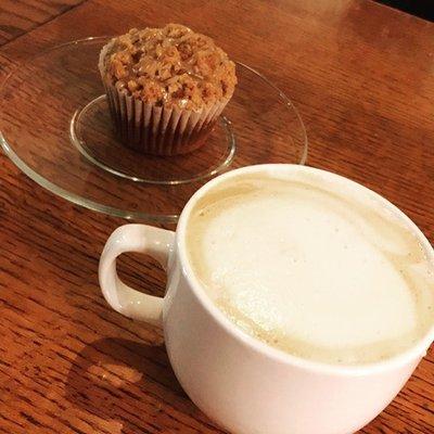 Latte and Pumpkin Streusel Muffin...YUM!