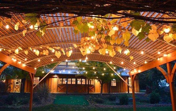 One of several sites on the property to exchange vows, covered in Washington grape vines and cafe light, the Pergola is a jewel.