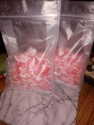 Homemade hand cut hard candy