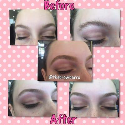 This is a before and after of a teen brow makeover-it was her first brow shaping!  After Photos show "with" and "without" eyebrow pencil