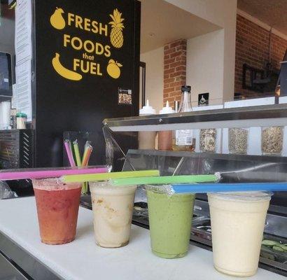 Some of our delicious smoothies on display!