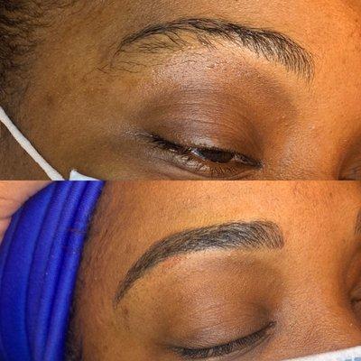 Before and after Microblading.