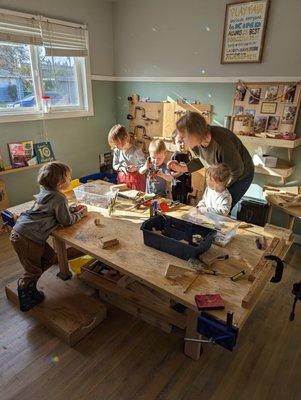 Woodshop with specialist teacher Jennifer!