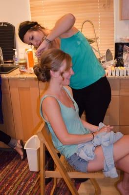 Getting my hair done by Meghan for my wedding...she was awesome!