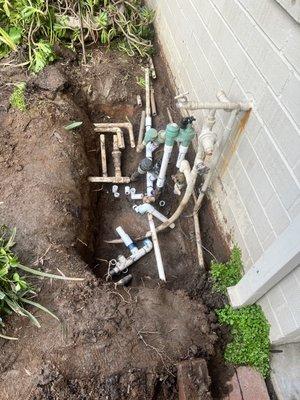 Huge mess they left and never came back to fix. The pipe with a ball valve had a small leak and this is what I came home to.