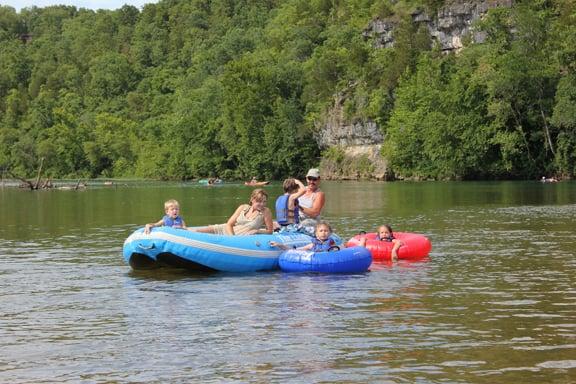 The River Store has 6-man rafts for float trips on the lower Current River in Van Buren, Mo. Safe and comfortable for families