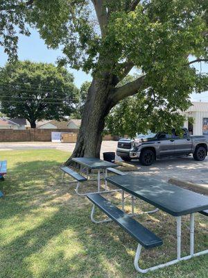 Outside shaded seating