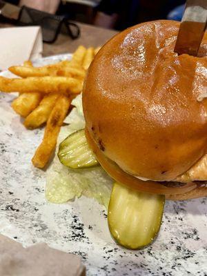 Burger and fries