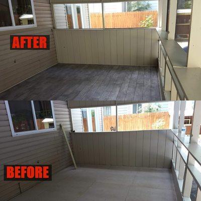 Before and After Job Screen In The Porch and redo the flooring..