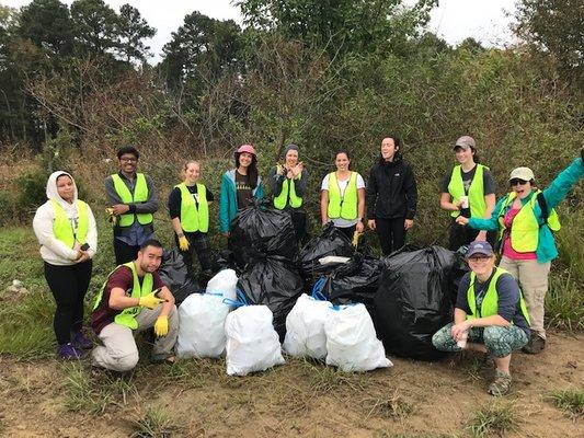 Duke wetland biologists clean up litter in Sandy Creek Park