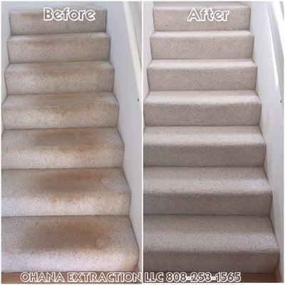 Carpet Cleaning done at a heavily soiled set of stairs. #BestCleaners Oahu Wide Services!