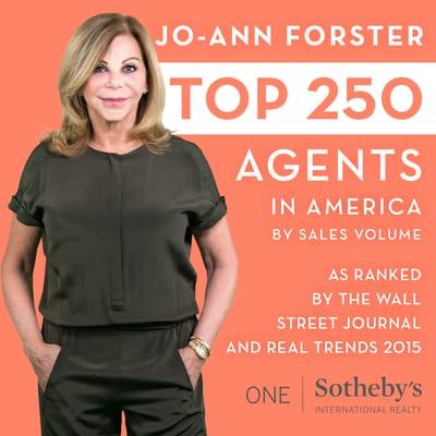 Jo-Ann Forster “Top 250 Agents in America” As Ranked By The Wall Street Journal and Real Trends 2015 #TopProducer #Top250AgentsinAmerica