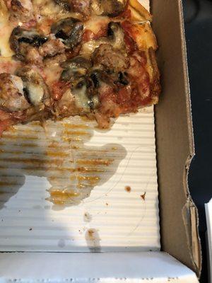 Hair in bottom right corner of box (has small amount of cheese attached)