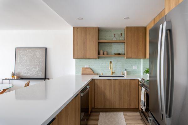 Kitchen remodel with modern Euro style cabinets in Pacific Beach