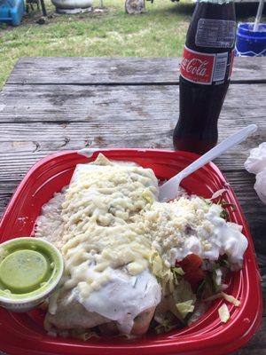 Veggie rice/bean burrito & coke $6.50. I drive 25 min to get this. Very good food. If you eat meat try this if your cutting back