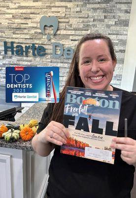 Dr. Harte is proud to have earned Top Dentist in Boston Magazine since 2018!