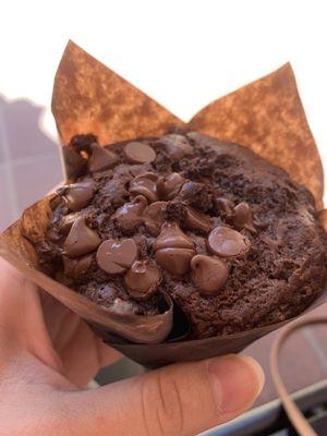 Banana double chocolate chip muffin.