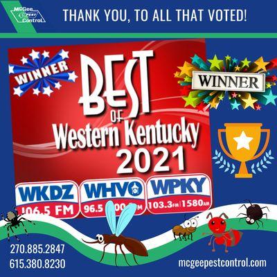 Voted Best Pest Control company for a reason.  Call McGee Pest Control for all of you Pest Management needs. 270-885-2847