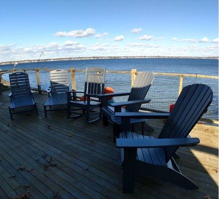 "Polywood" outdoor furniture assembled. Another satisfied Warwick customer.  What a view!