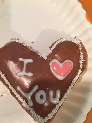 Heart shaped, glazed doughnut