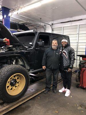 Detroit lions running back Theo Riddick coming in for service on his 2017 Jeep Wrangler