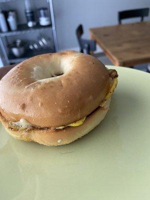 Bacon, egg, and cheese bagel.