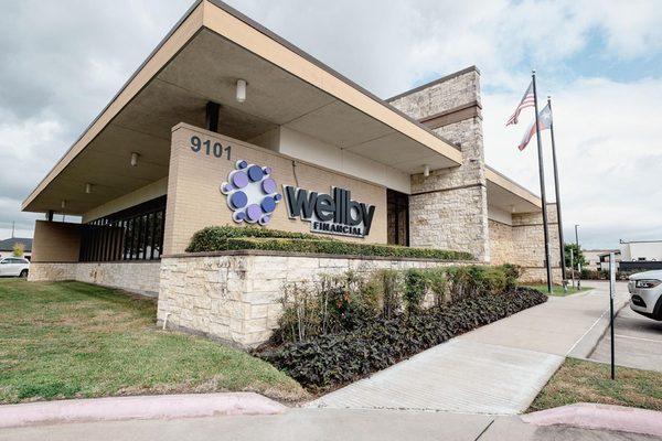 Outside of Wellby Financial Pearland credit union branch