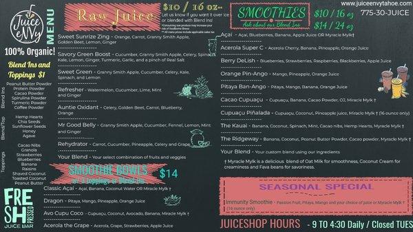 Latest menu board