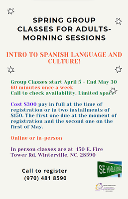 Spanish, adults, lesson, morning, interactive