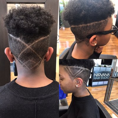 Haircut design on natural hair