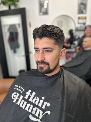 Mid skin fade with beard clean up, no line up