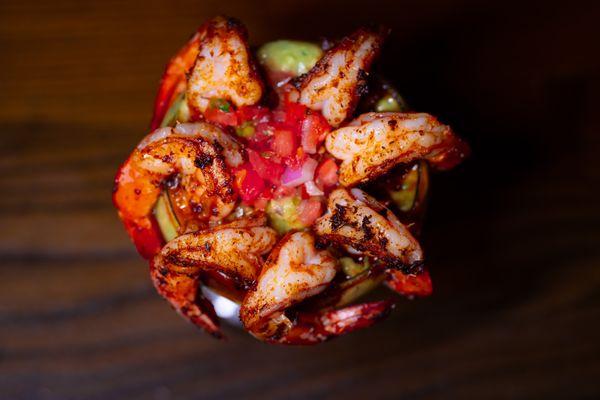 Guacamole with blackened shrimp