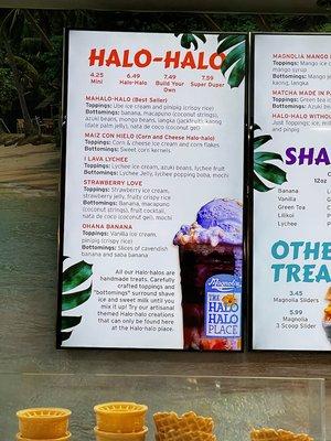 Closeup of halo-halo menu.