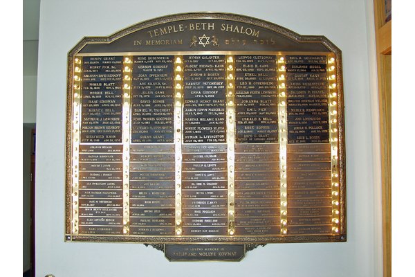 Yahrzeit Memorial Board