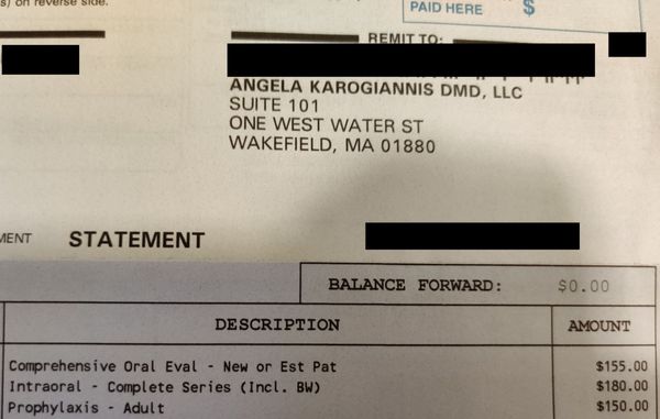 $155 for a standard exam, $150 for a standard cleaning, and $180 for x-rays. No wonder they don't want to tell people their prices upfront!