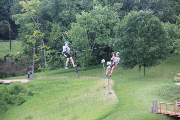 Our Zip Line spans over 620 feet of LGCC and is available to any aged rider!