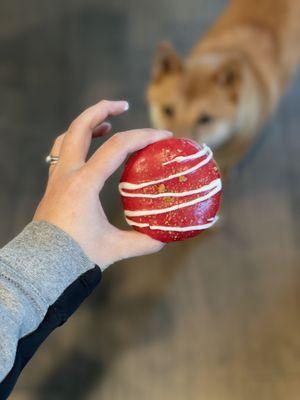 Raspberry with custard yeast donut