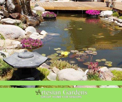 Love the fish pond and fruit trees and the best place for our parents to living in the Artesian garden senior group home!